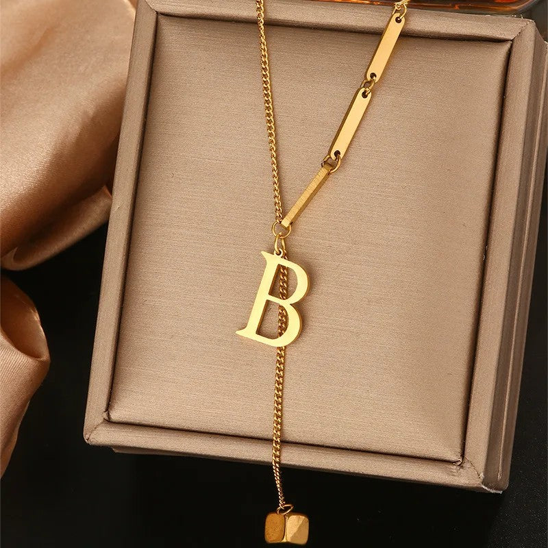 Geometric Initial Letter Necklace