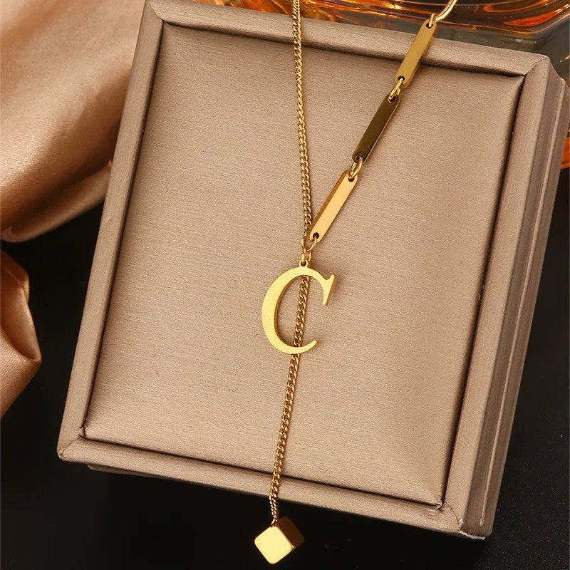 Geometric Initial Letter Necklace