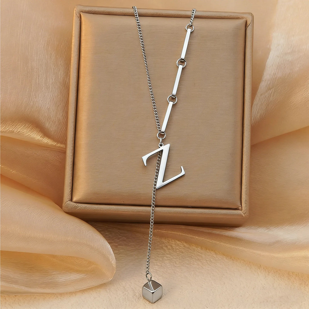Geometric Initial Letter Necklace