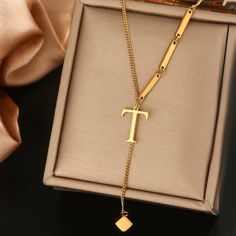 Geometric Initial Letter Necklace