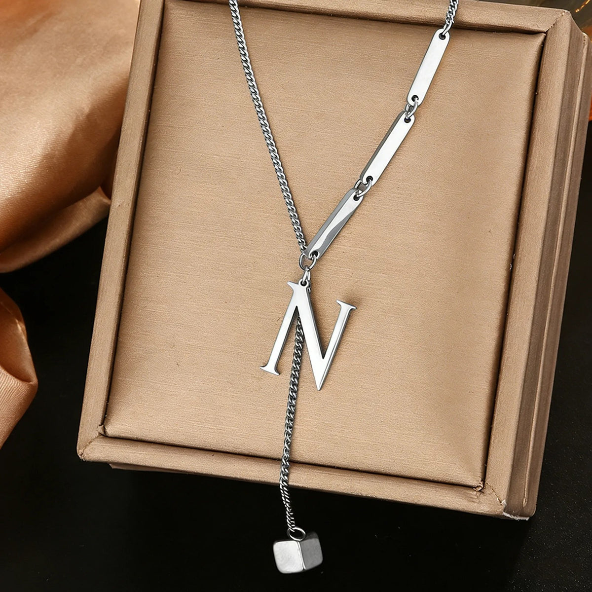 Geometric Initial Letter Necklace