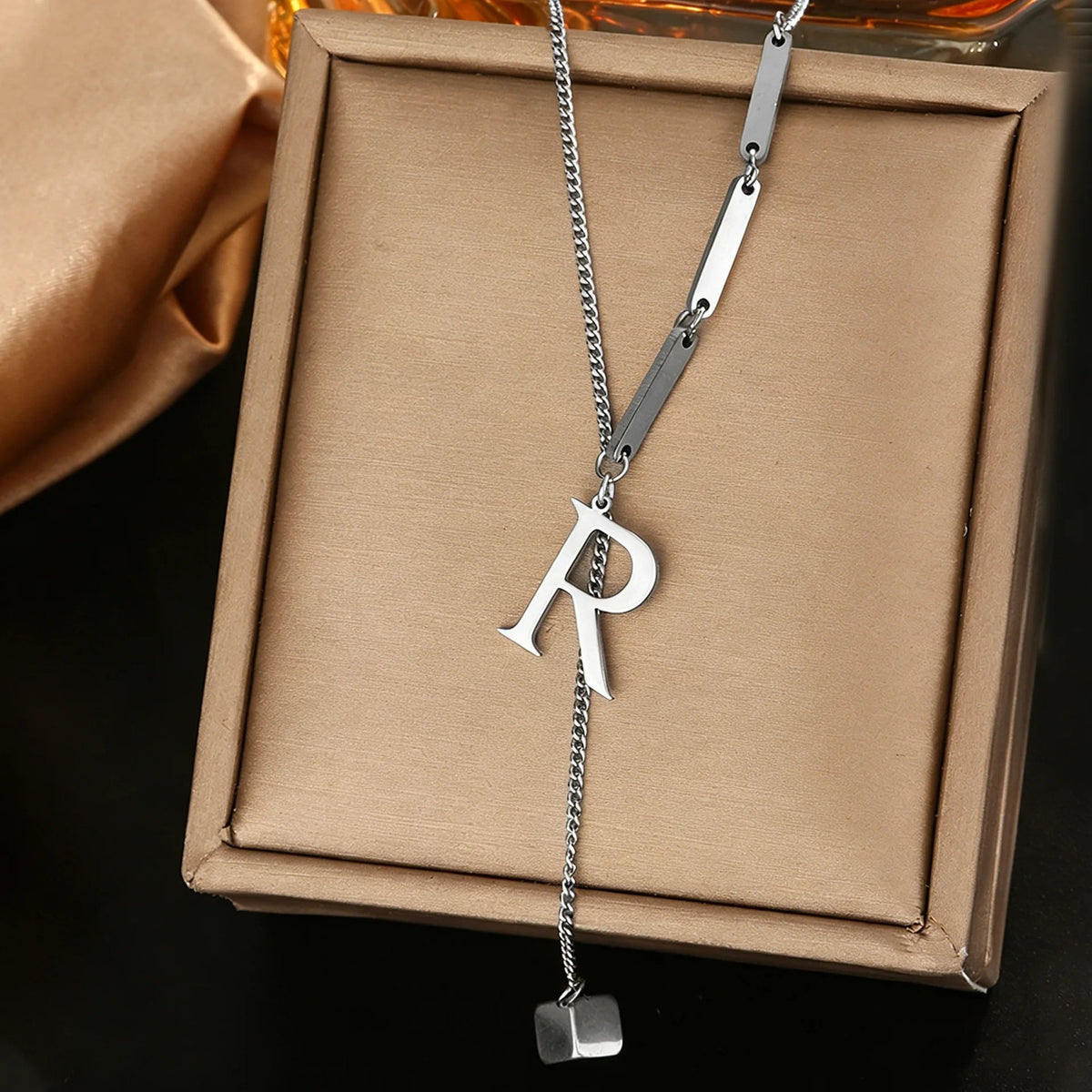 Geometric Initial Letter Necklace
