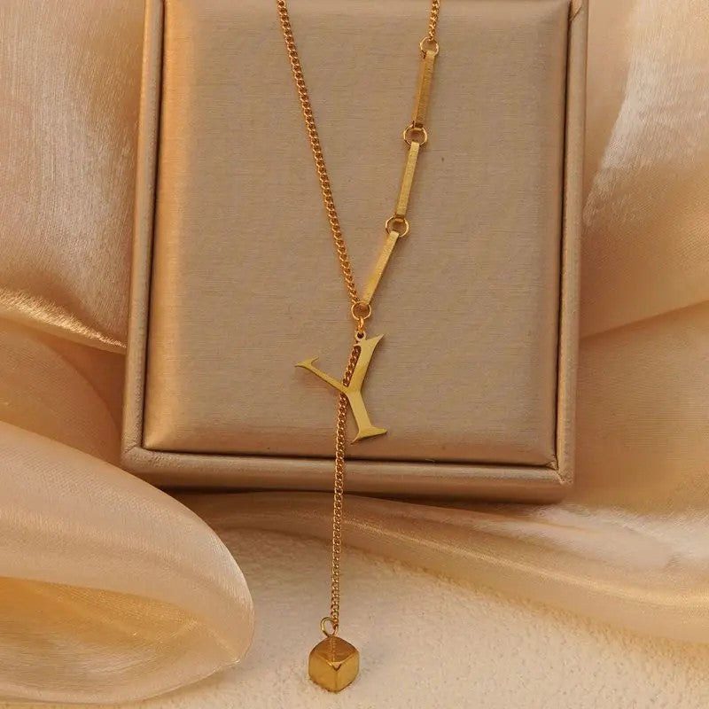 Geometric Initial Letter Necklace