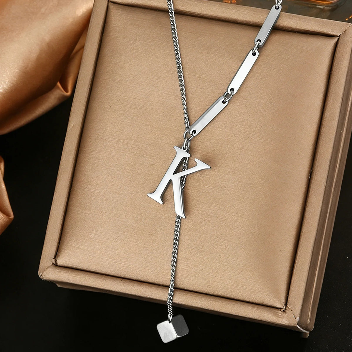 Geometric Initial Letter Necklace