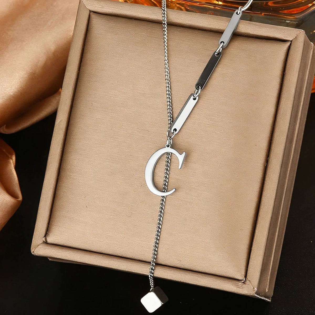 Geometric Initial Letter Necklace