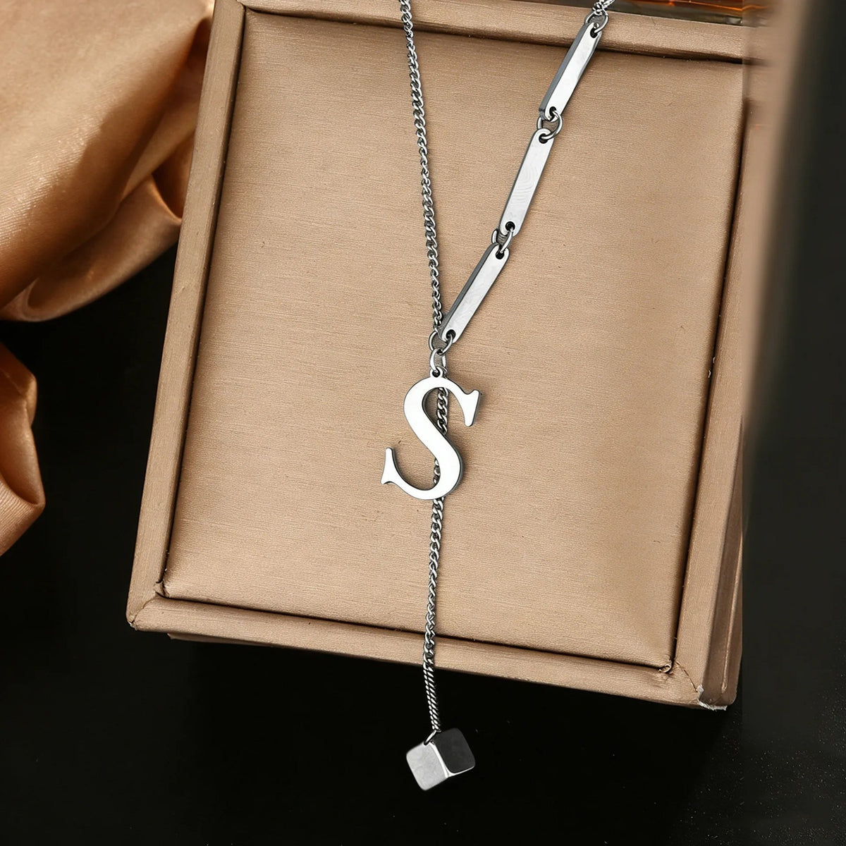 Geometric Initial Letter Necklace