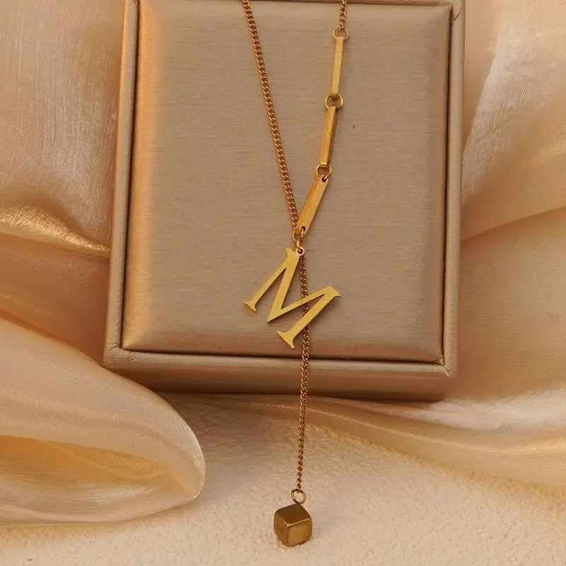Geometric Initial Letter Necklace