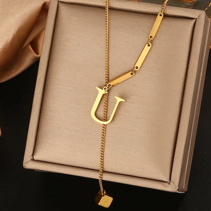 Geometric Initial Letter Necklace