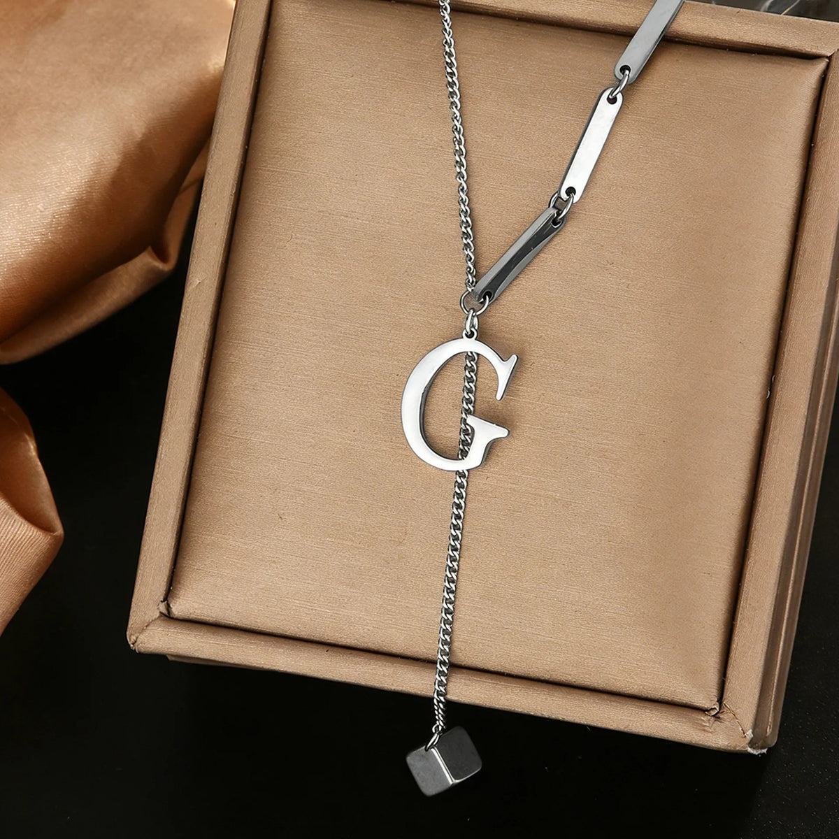 Geometric Initial Letter Necklace