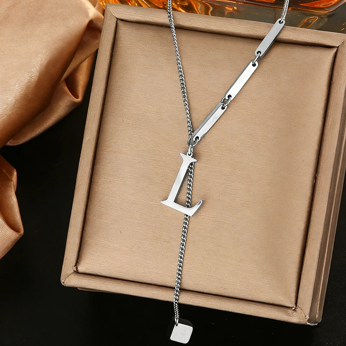 Geometric Initial Letter Necklace