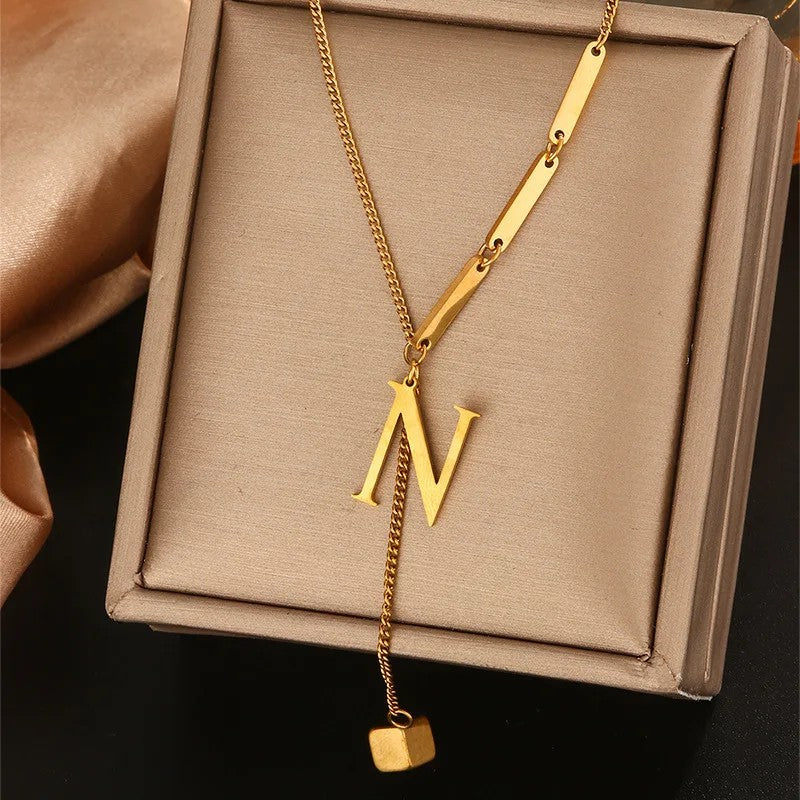 Geometric Initial Letter Necklace