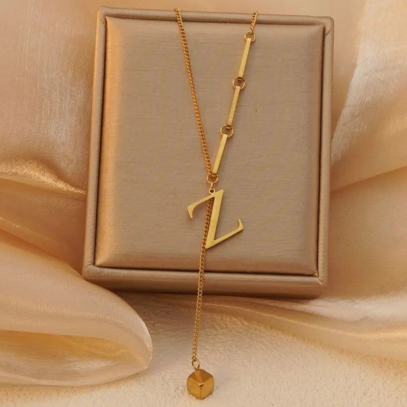 Geometric Initial Letter Necklace