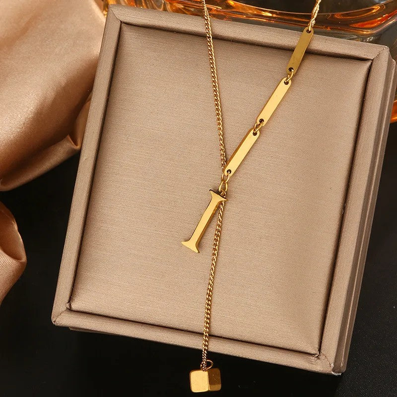 Geometric Initial Letter Necklace