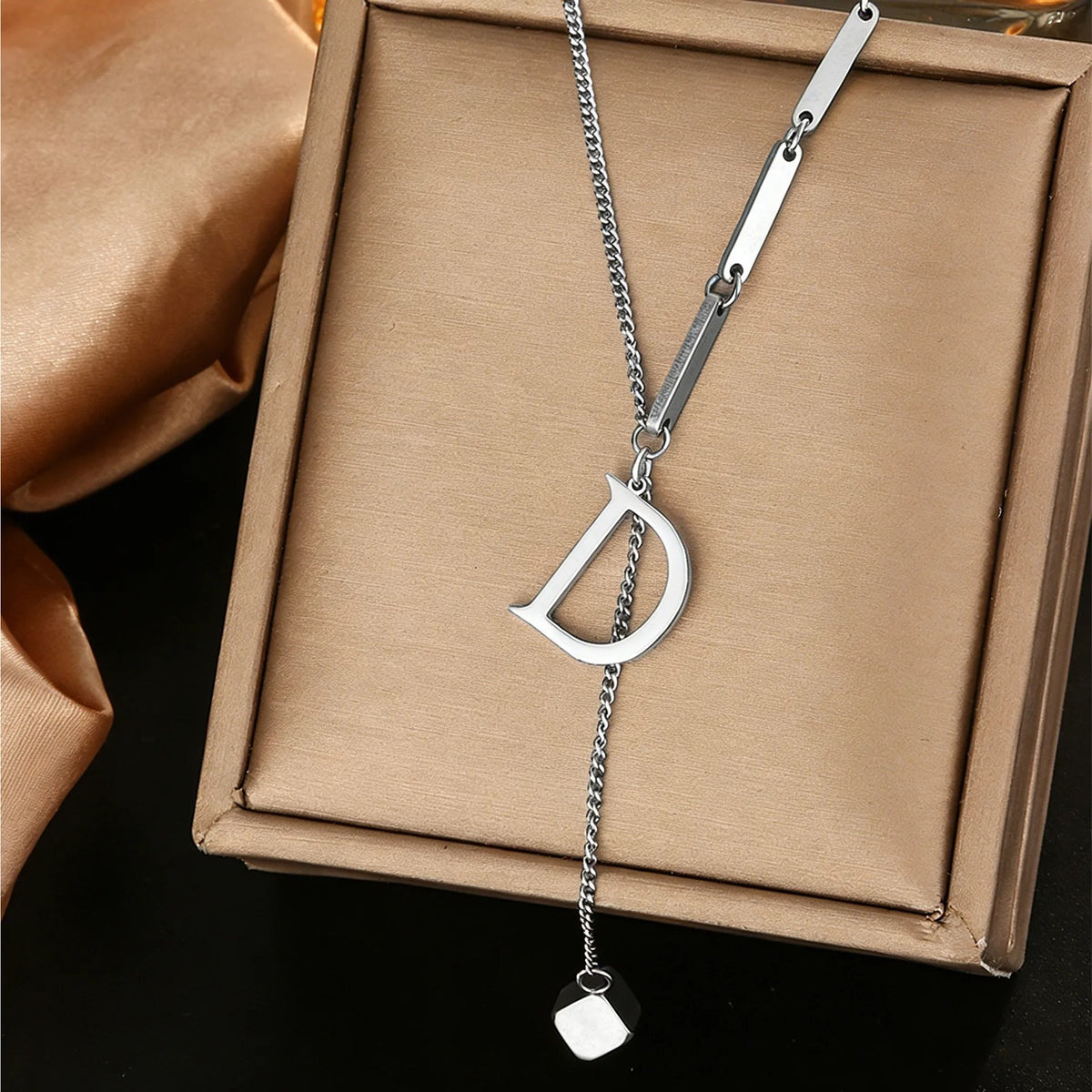 Geometric Initial Letter Necklace