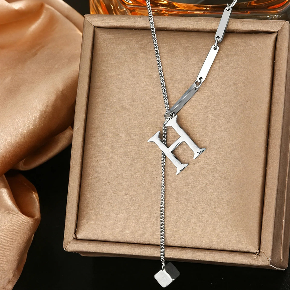 Geometric Initial Letter Necklace