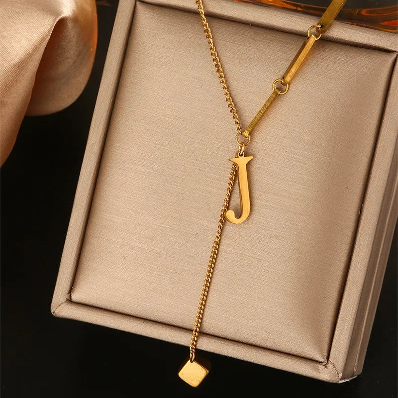 Geometric Initial Letter Necklace