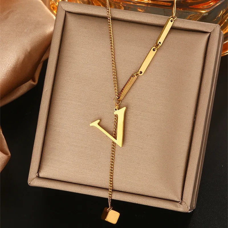 Geometric Initial Letter Necklace