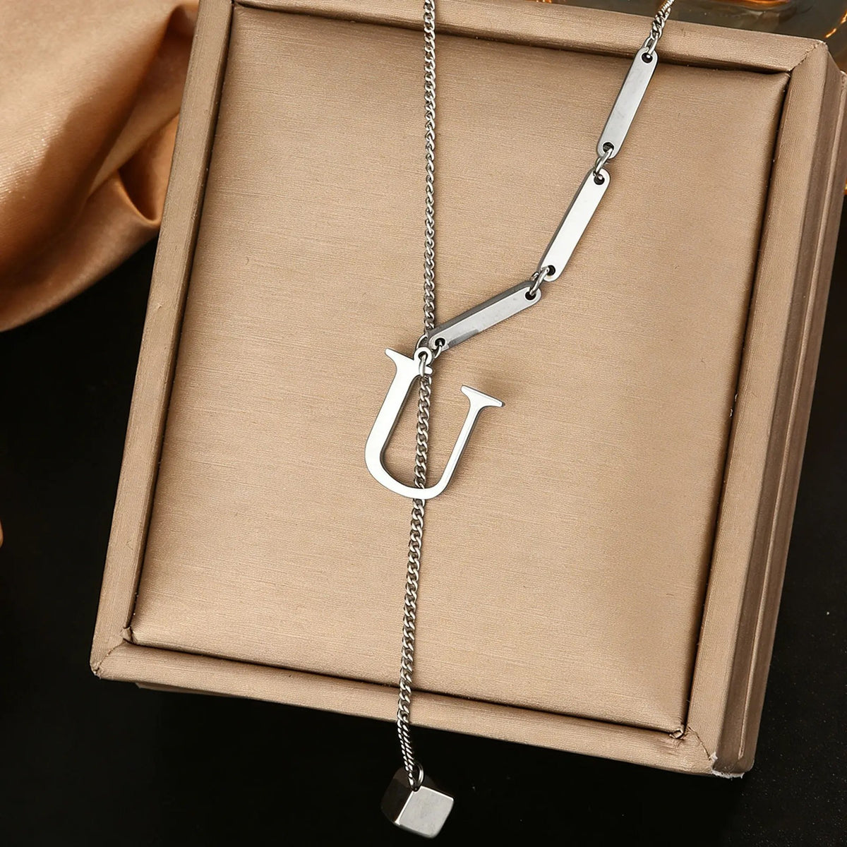 Geometric Initial Letter Necklace