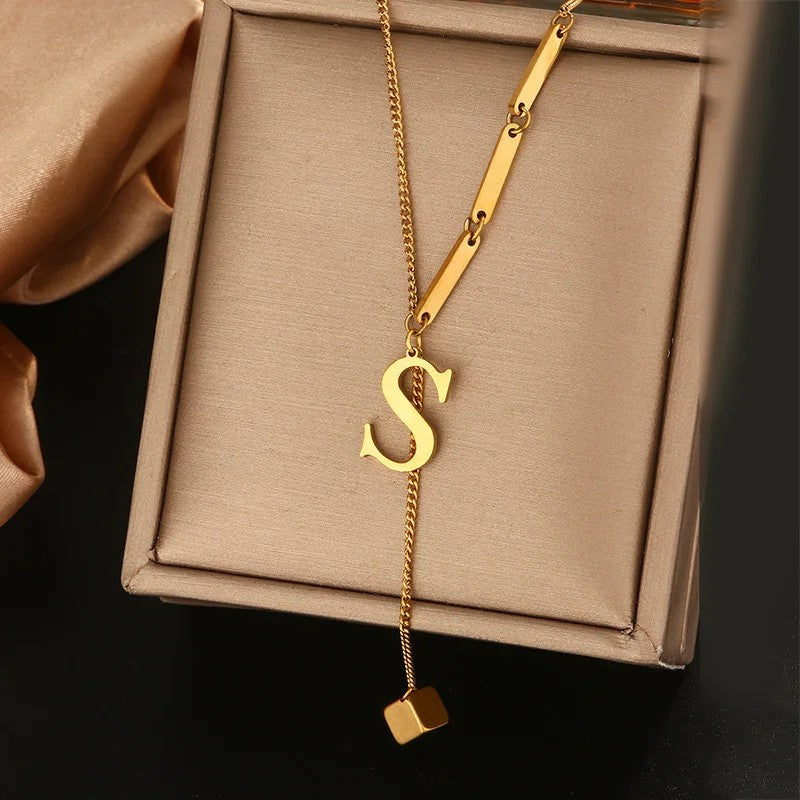 Geometric Initial Letter Necklace