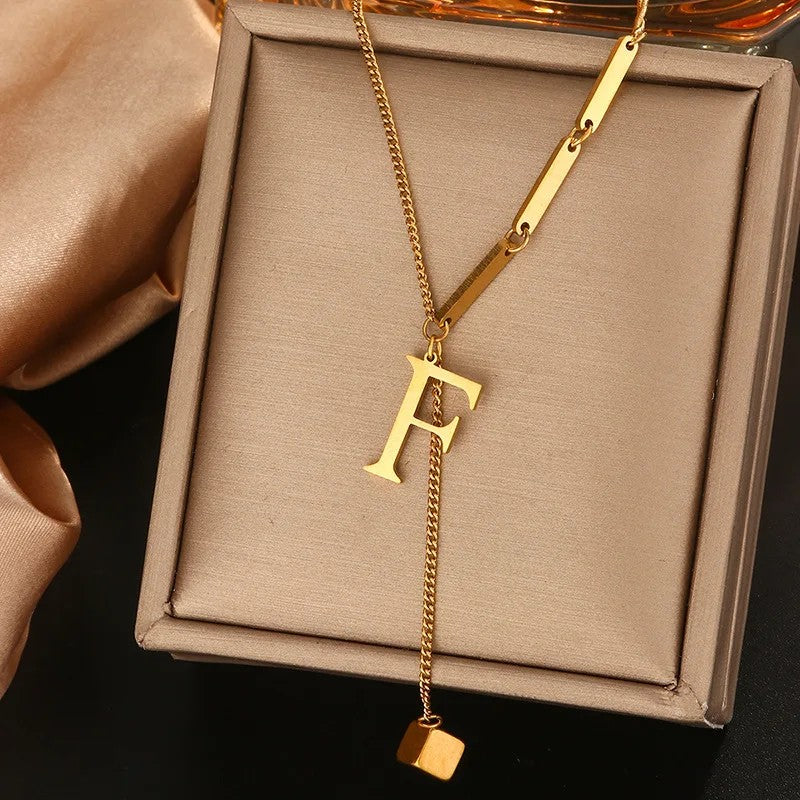 Geometric Initial Letter Necklace