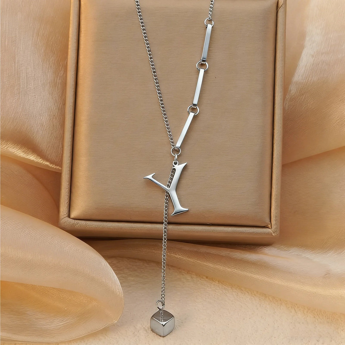 Geometric Initial Letter Necklace
