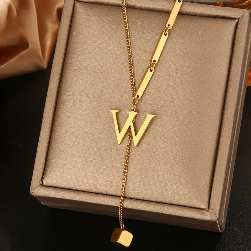 Geometric Initial Letter Necklace