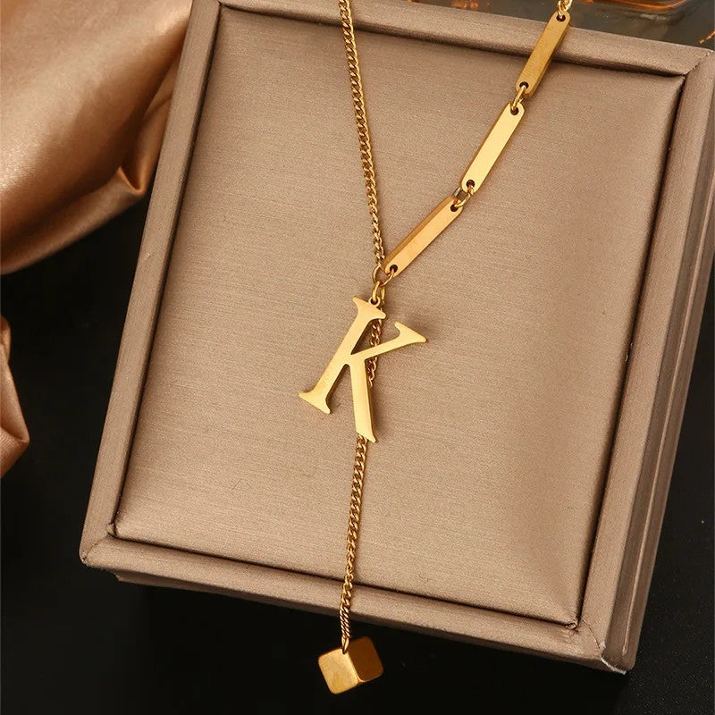 Geometric Initial Letter Necklace