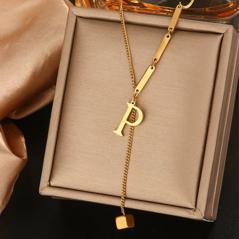 Geometric Initial Letter Necklace