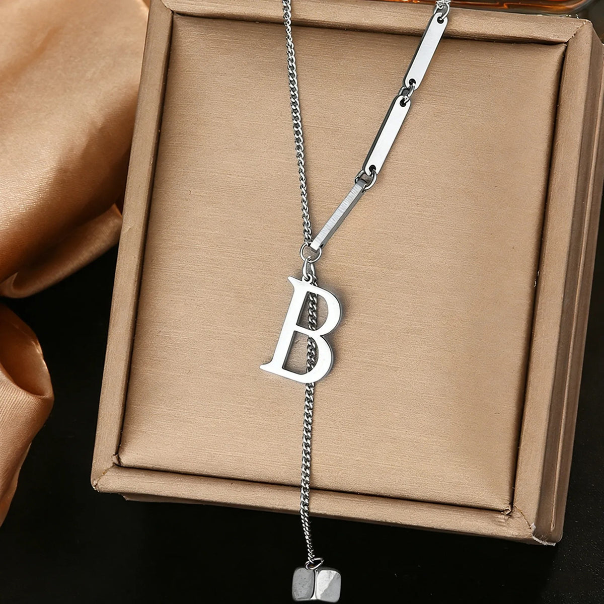 Geometric Initial Letter Necklace