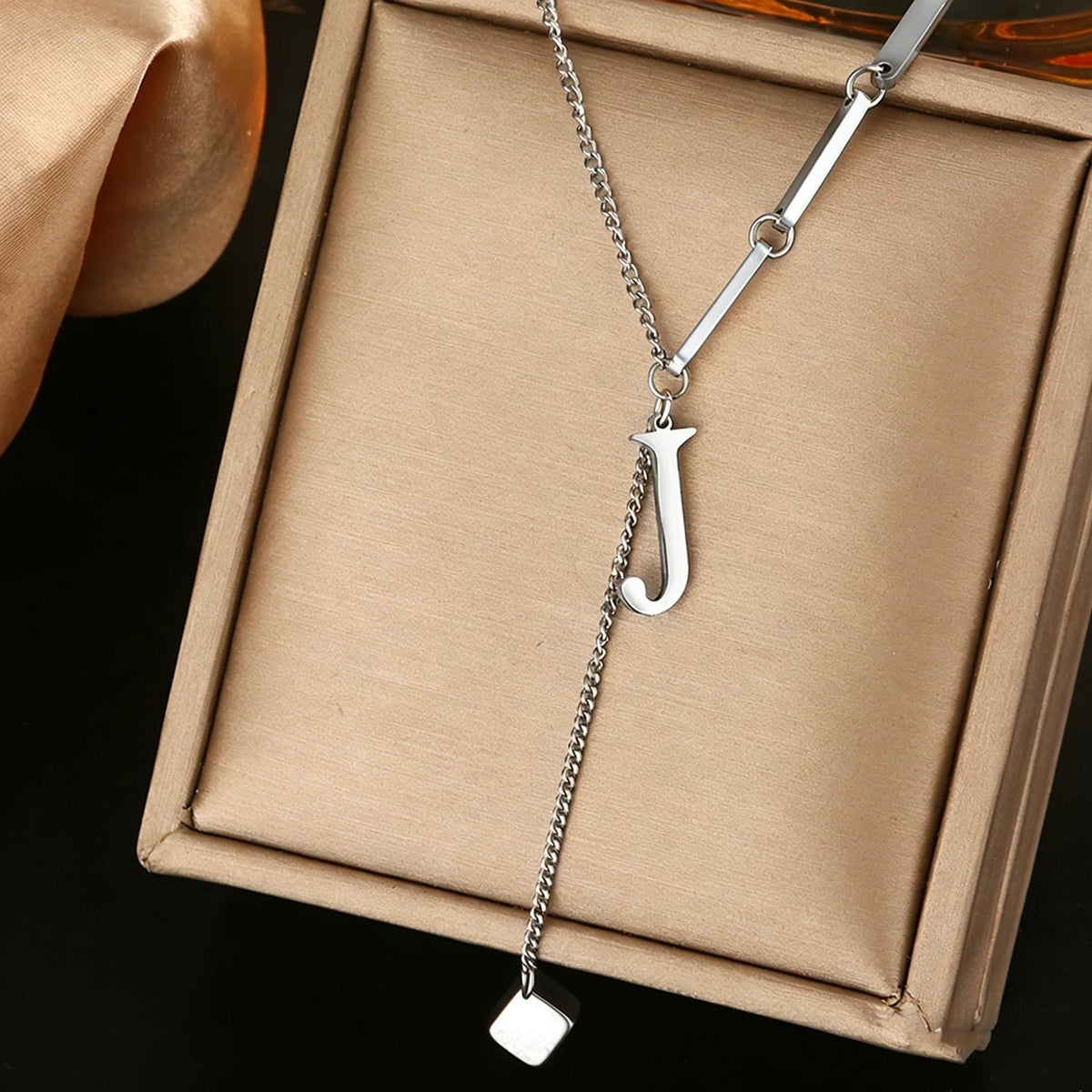 Geometric Initial Letter Necklace