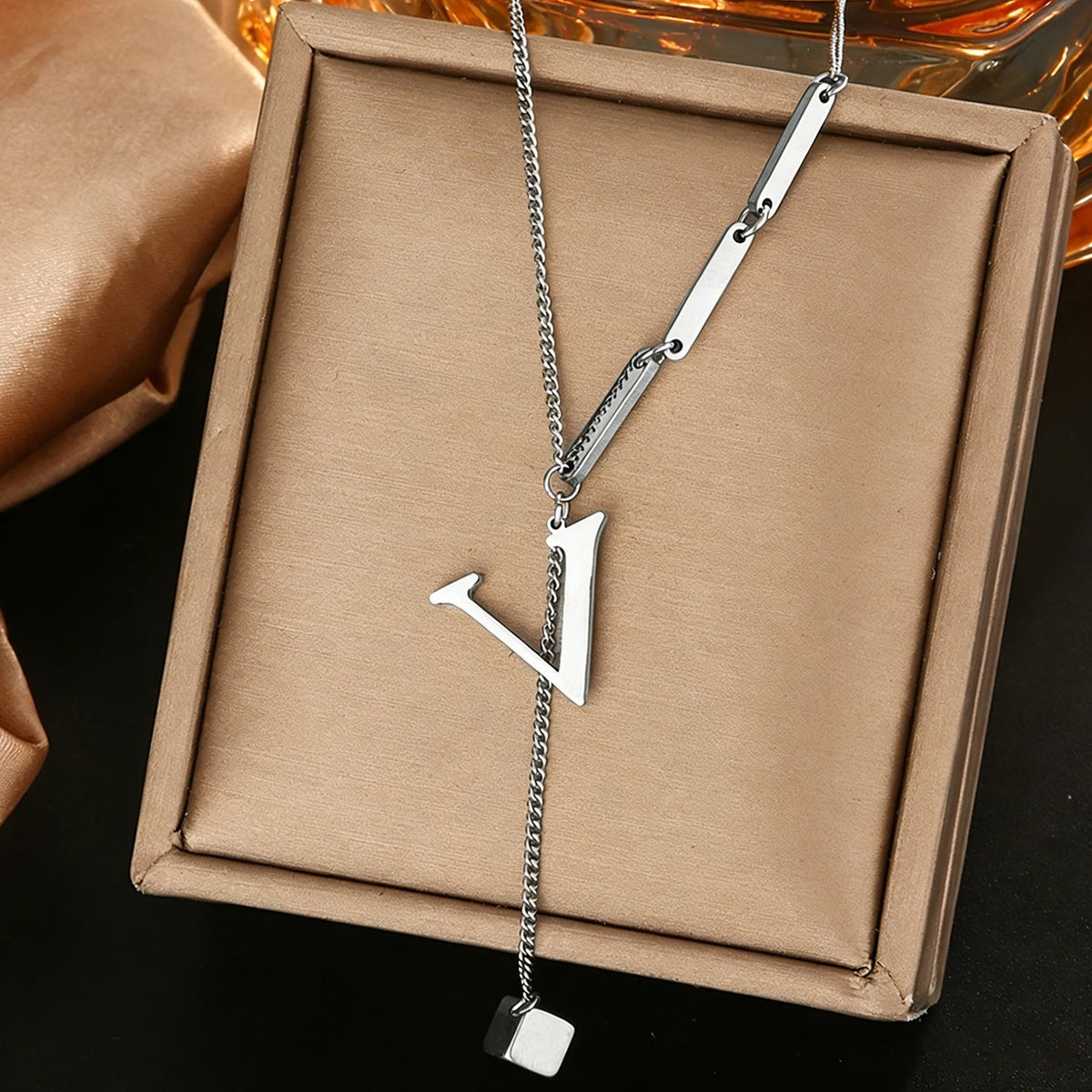 Geometric Initial Letter Necklace
