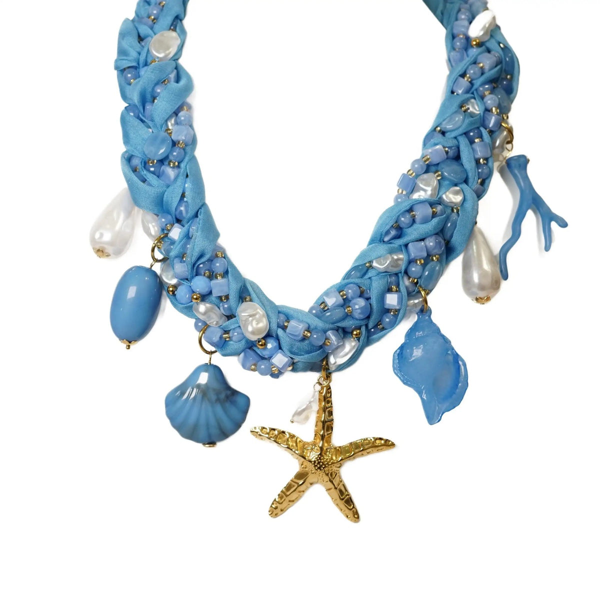 Blue Braided Starfish Necklace