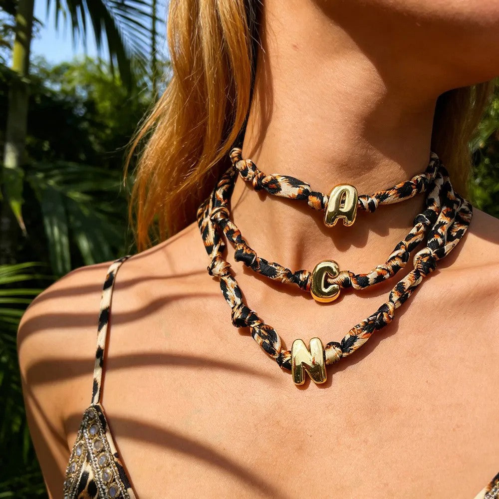 Leopard Initial Choker Necklace