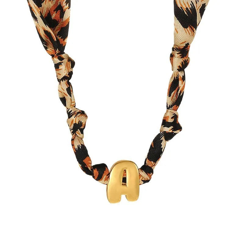 Leopard Initial Choker Necklace