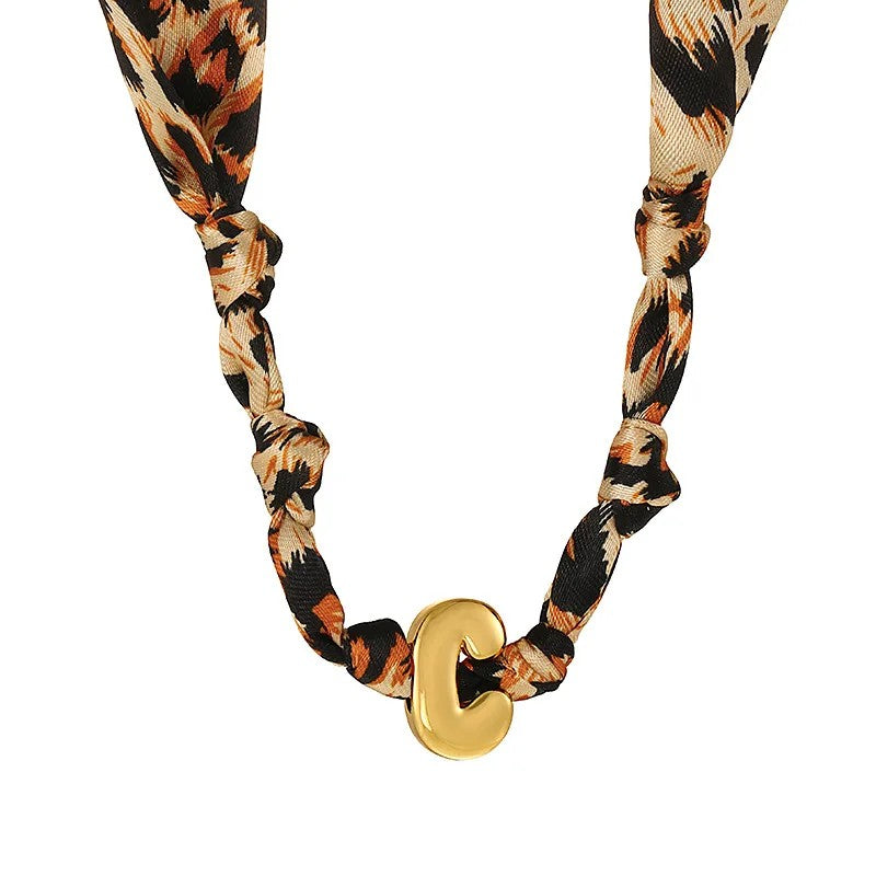 Leopard Initial Choker Necklace