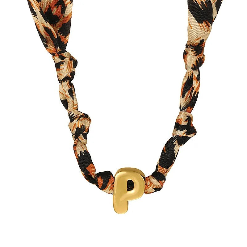 Leopard Initial Choker Necklace