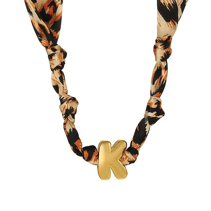 Leopard Initial Choker Necklace