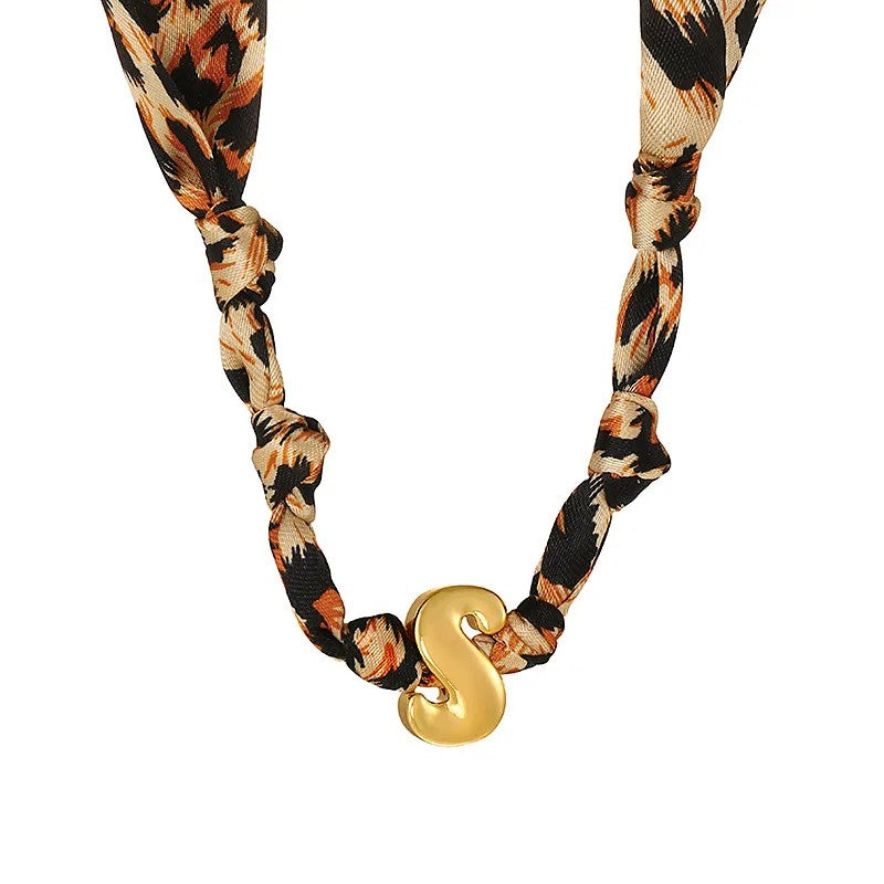 Leopard Initial Choker Necklace