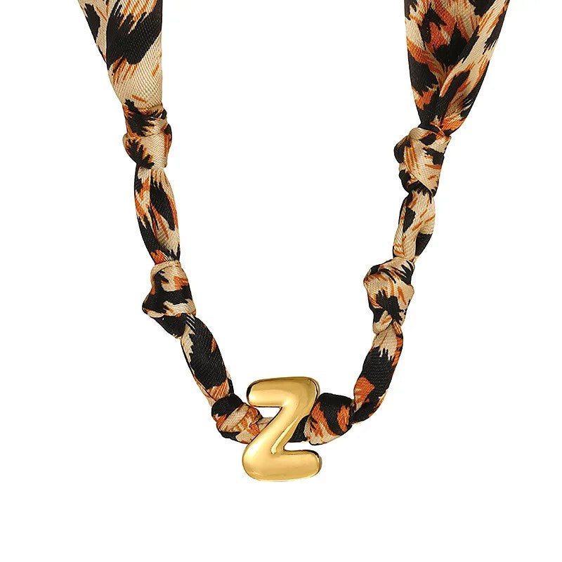 Leopard Initial Choker Necklace