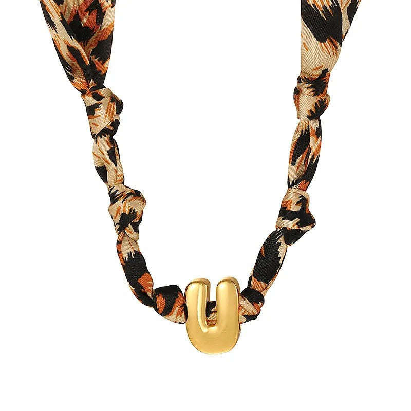 Leopard Initial Choker Necklace