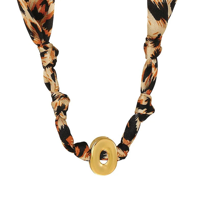 Leopard Initial Choker Necklace