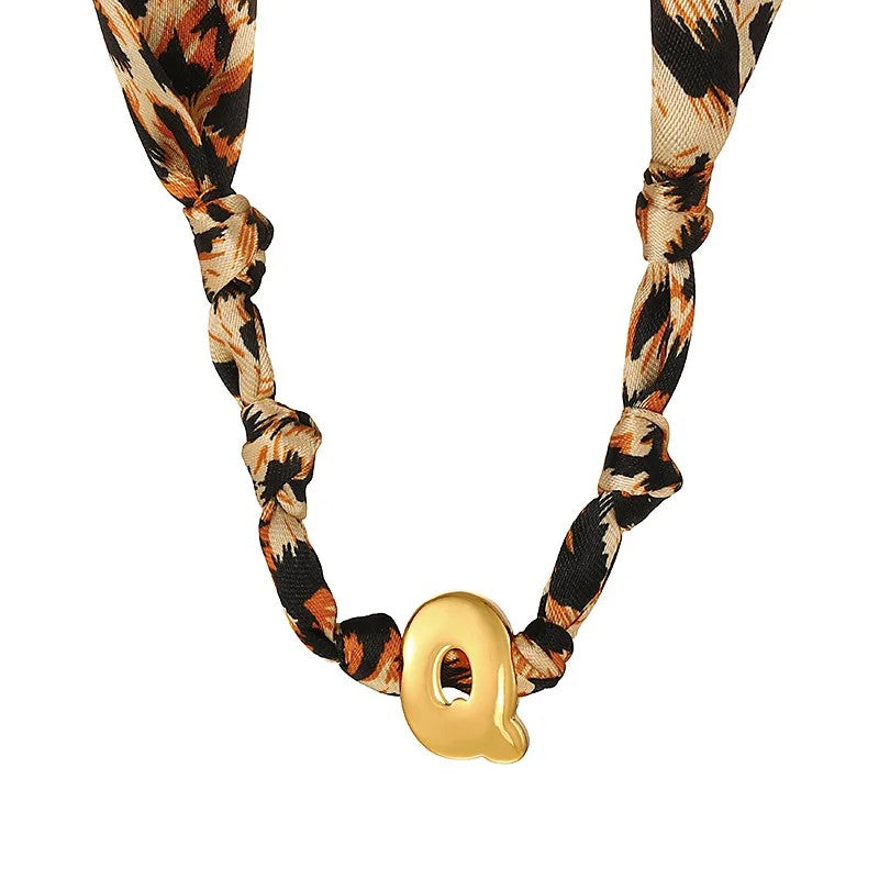 Leopard Initial Choker Necklace