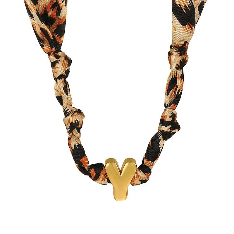 Leopard Initial Choker Necklace