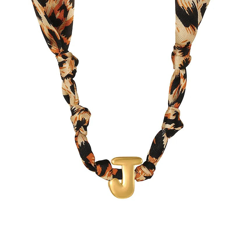 Leopard Initial Choker Necklace