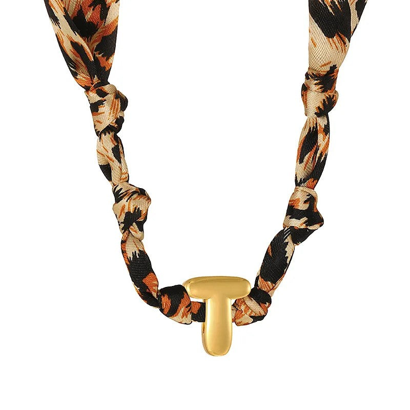 Leopard Initial Choker Necklace