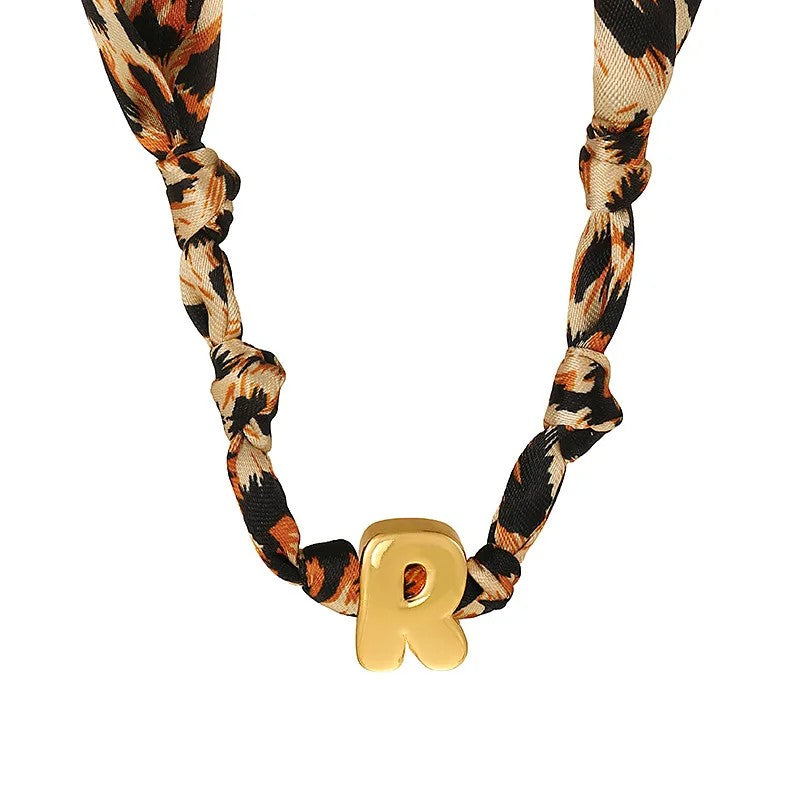 Leopard Initial Choker Necklace