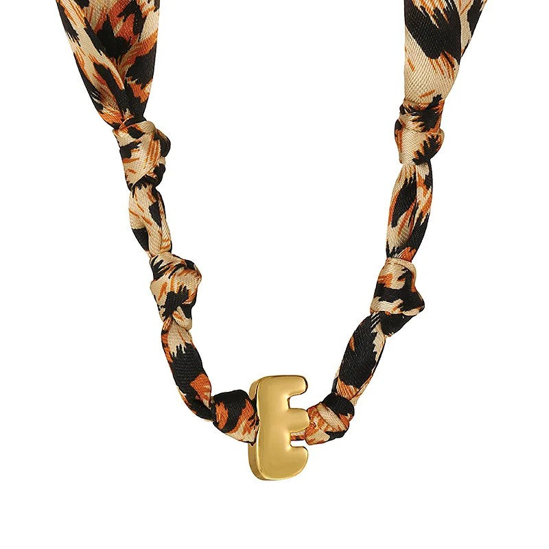 Leopard Initial Choker Necklace