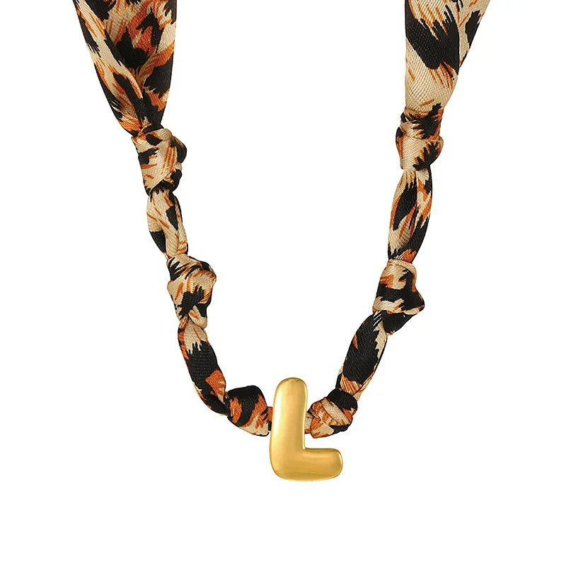 Leopard Initial Choker Necklace