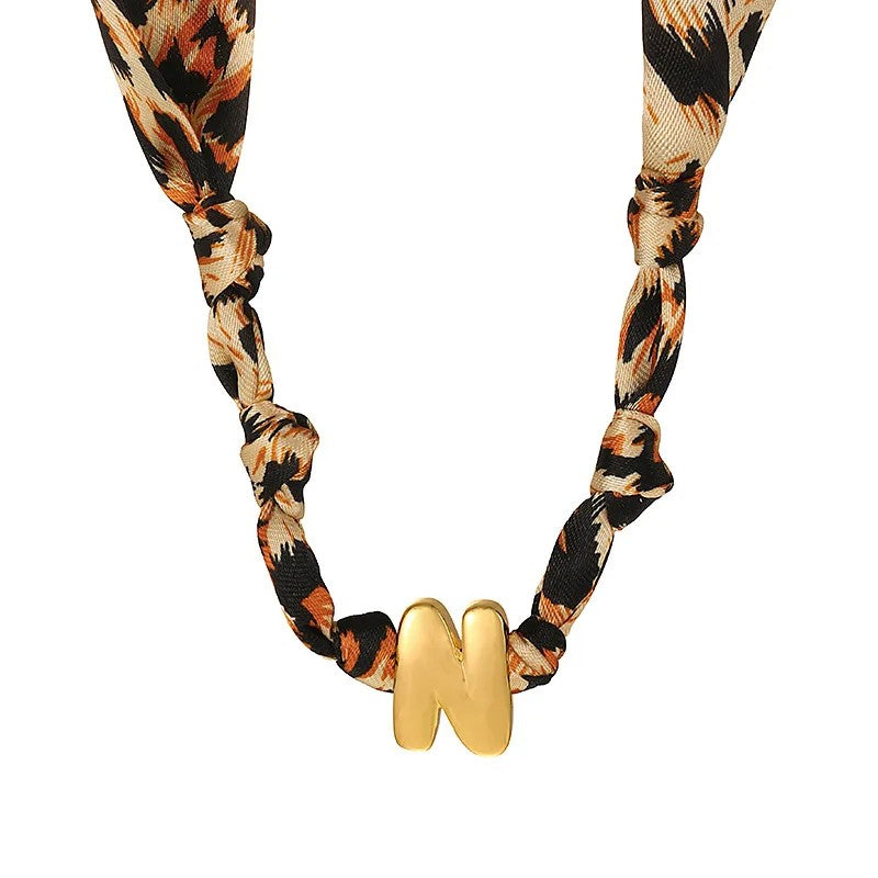 Leopard Initial Choker Necklace