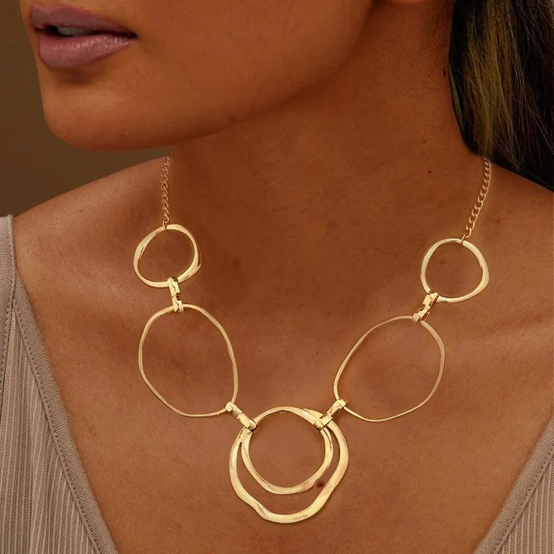 Asymmetric Circle Link Necklace